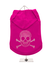 GlamourGlitz Skull & Crossbones Dog Hoodie - Exclusive GlamourGlitz 100% Cotton Hoodie. Embellished with a Skull and Crossbones design and crafted with Pink and Silver Rhinestuds that catch a sparkle in the light. Wear on it's own or match with a GlamourGlitz ''Mommy and Me'' Women's T-Shirt to complete the look.