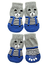 Teddy's Trousers Pet Socks - These fun and functional doggie socks protect your dogs paws from mud, snow, ice, hot pavement, hot sand and other extreme weather. Made from 95% cotton and 5% spandex making them comfortable and secure. Each sock features a paw shaped anti-slip silica pad and help keep your house sanitary. (set of...