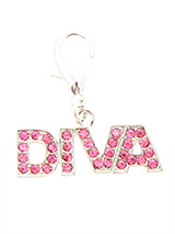 ''Diva'' Dog Collar Charm (Pink Crystals) - Is your girl a Diva, then let everyone know so that she can get the respect she deserves. Our Swarovski ''Diva'' Dog Collar Charm will tell the whole world to move out of the way and let her pass. She is a Diva after all!