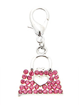 Swarovski Handbag Dog Collar Charm (Pink Crystals) - No girl goes anywhere without their handbag so why should your girl be any different. Although you can't put anything in this handbag it is still a stunning accessory with its 30 Swarovski crystals and silver handles.