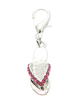Swarovski Flip Flop Dog Collar Charm (Pink Crystals) - This is a very fancy flip flop but a very nice one never the less. Finished in Pink Swarovski crystals it is just perfect for the girl in your life.