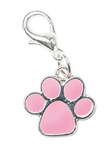 Pink Enamel Paw Dog Collar Charm - This beautiful Pink Enamel Paw Dog Collar Charm is the perfect accessory for your pampered pet! Attaches to any collar's D-ring with a lobster clip. If you have girl then we have one in Blue.