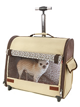 Cream / Brown Travel Carrier - This Cream / Brown Travel Carrier is an amazing fantastic versatile item. You will wonder how you managed without it. When you extend the telescopic handle it can be used as a wheeled carrier and can be pulled along on its wheels, just like a regular suitcase, the only difference this time is that t...