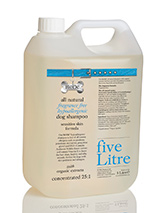 All Natural Hypoallergenic Dog Shampoo (5 Litre Groomer's Range) - Our hypoallergenic shampoo contains safe and highly biodegradable, vegetable derived cleansers that effectively cleanse the hair with a luxurious lather. It is free of all known allergens such as parabens, petroleum derivatives, propylene glycol and DEA. Contains Anthemis Nobilis flower extract whic...