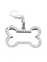 Bone Diamante Mirrored Dog Collar Charm - If you are looking for bling then look no further. Our Bone Diamante Dog Collar Charm is encrusted with diamantes and if that was not enough it also has a mirror finish inset. It attaches to any collar's D-ring with a lobster clip.