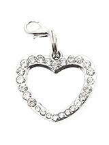 Heart Diamante Mirrored Dog Collar Charm - If you are looking for bling then look no further. Our Bone Diamante Dog Collar Charm is encrusted with diamantes and if that was not enough it also has a mirror finish inset. It attaches to any collar's D-ring with a lobster clip.