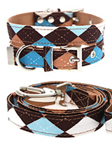 Brown & Blue Argyle Collar & Lead Set - Our Brown and Blue Argyle Collar and Lead Set is a traditional Scottish design which represents the Clan Campbell of Argyll in western Scotland. It is stylish, classy and never goes out of fashion. Used for kilts and plaids, and for the patterned socks worn by Scottish Highlanders since at least the...