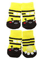 Bumblebee Pet Socks - These fun and functional doggie socks protect your dogs paws from mud, snow, ice, hot pavement, hot sand and other extreme weather. Made from 95% cotton and 5% spandex making them comfortable and secure. Each sock features a paw shaped anti-slip silica pad and help keep your house sanitary. (set of...