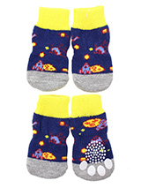 Space Invaders Pet Socks - These fun and functional doggie socks protect your dogs paws from mud, snow, ice, hot pavement, hot sand and other extreme weather. Made from 95% cotton and 5% spandex making them comfortable and secure. Each sock features a paw shaped anti-slip silica pad and help keep your house sanitary. (set of...