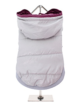 Grey Puffa Insulated  Panel Jacket - Protection and lightweight performance fuse in this Grey Puffa Insulated Panel Jacket from Urban Pup. Lightweight and incredibly warm to keep the cold out and the heat in. Combine that with a choice of three great colours. The hood is trimmed with purple piping to match the lining and drawstrings. T...