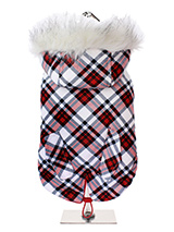 Red & White Plaid Tartan Fish Tail Parka - 'Embrace the Highlands Spirit with our Plaid Tartan Fish Tail Parka for Dogs: A stylish and practical addition to your pet's wardrobe, this high-quality, multi-layered garment is designed to keep your furry friend warm and protected against the cold. Our timeless collection of Parka coats and access...