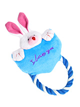 Heart to Heart Bunny Rope Toy - Give you dog a heartfelt message of love with our tug O �war �I love you� toy. Dogs like nothing better than a round of tug o' war, but just remember to let them win! This toy will provide hours of fun for your pup as he squeaks with every bite. These soft, cute and cuddly toys are designed for your...