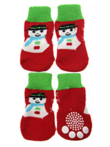 Snowman Pet Socks - These fun and functional doggie socks protect your dogs paws from mud, snow, ice, hot pavement, hot sand and other extreme weather. Made from 95% cotton and 5% spandex making them comfortable and secure. Each sock features a paw shaped anti-slip silica pad and help keep your house sanitary. (set of...