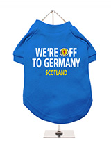 Scotland We're Off to Germany T-Shirt - Wallace Blue - Our Wallace Blue 'We're Off to Germany T-Shirt' says it all, Scotland 
are back at the Euros for 2024. Scotland's impressive run of games in 
the Euro 2024 qualifiers has been remarkable so this is the perfect way 
for your dog to get in on the action when you are cheering them on. Made 
from hi...