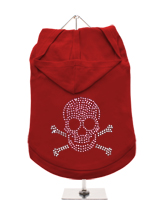 GlamourGlitz Skull & Crossbones Dog Hoodie - Exclusive GlamourGlitz 100% Cotton Hoodie. Embellished with a Skull & Crossbones design and crafted with Pink & Silver Rhinestuds that catch a sparkle in the light. Wear on it's own or match with a GlamourGlitz ''<b>Mommy & Me</b>'' Women's T-Shirt to complete the look.