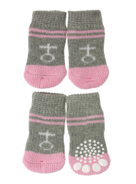Grey / Pink ''Venus'' Pet Socks