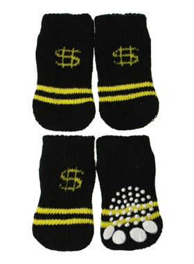 Black / Yellow ''Dollar'' Pet Socks