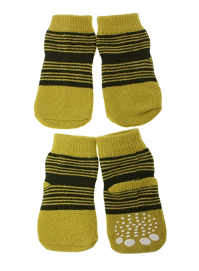Yellow-Green Striped Pet Socks