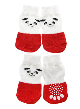 Red / White Panda Pet Socks