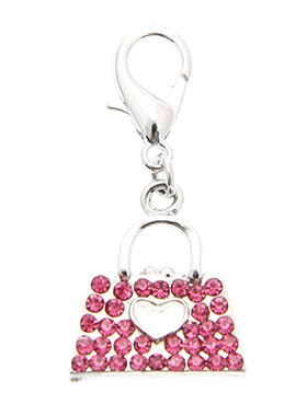 Swarovski Handbag Dog Collar Charm (Pink Crystals)