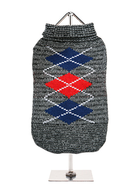 Charcoal Grey / Red Argyle Sweater