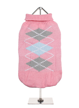 Baby Pink / Grey Argyle Sweater