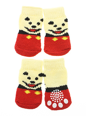 Red / Yellow 'Little Bear' Pet Socks