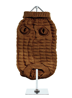 Chocolate Brown Waffle Textured Knitted Sweater