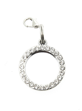 Circle Diamante Mirrored Dog Collar Charm