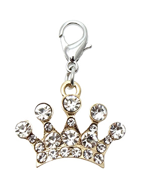 Diamante Gold Crown Dog Collar Charm