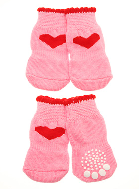 Pink Hearts Pet Socks