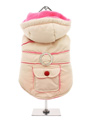 Cream / Pink Quilted & Hooded Bodywarmer