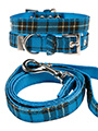 Blue Tartan Fabric Collar & Lead Set