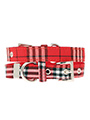 Red Checked Tartan Fabric Collar & Lead Set