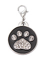 Black Enamel / Diamante Paw Dog Collar Charm