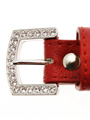 Red Leather Diamante Collar & Diamante Bone Charm