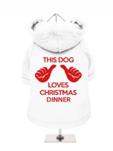 ''Christmas: Loves Christmas Dinner'' Fleece-Lined Dog Hoodie / Sweatshirt