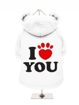 ''I Love You'' Fleece-Lined Dog Hoodie / Sweatshirt