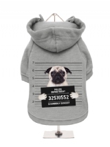 ''Police Mugshot - Pug'' Fleece-Lined Dog Hoodie / Sweatshirt