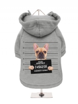 ''Police Mugshot - French Bulldog'' Fleece-Lined Dog Hoodie / Sweatshirt