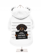 ''Police Mugshot - Dachshund'' Fleece-Lined Dog Hoodie / Sweatshirt