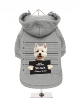 ''Police Mugshot - West Highland Terrier'' Fleece-Lined Dog Hoodie / Sweatshirt
