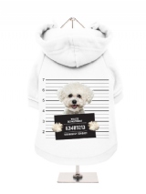 ''Police Mugshot - Bichon Friese'' Fleece-Lined Dog Hoodie / Sweatshirt