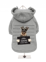 ''Police Mugshot - Schnauzer'' Fleece-Lined Dog Hoodie / Sweatshirt