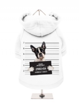 ''Police Mugshot - Boston Terrier'' Fleece-Lined Dog Hoodie / Sweatshirt