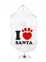''Christmas: I Love Santa'' Harness-Lined Dog T-Shirt