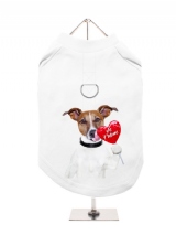 ''Valentines Day: Je taime Candy Heart'' Harness-Lined Dog T-Shirt