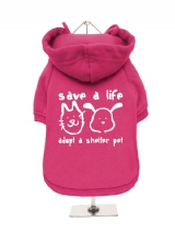 ''Save A Life, Adopt A Shelter Pet'' Fleece-Lined Dog Hoodie / Sweatshirt
