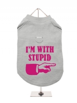 ''Im With Stupid'' Harness-Lined Dog T-Shirt